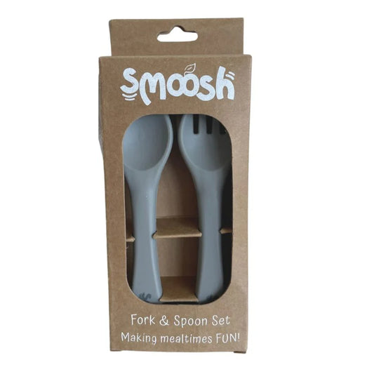 SMOOSH FORK & SPOON SET GREY