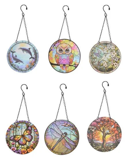 27039 STAINED GLASS HANG PLAQUES (6)