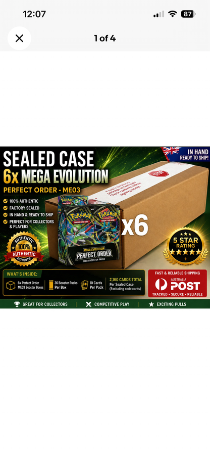 Pokemon TCG Mega Evolution Perfect Order - Booster Box X6 Sealed Case
