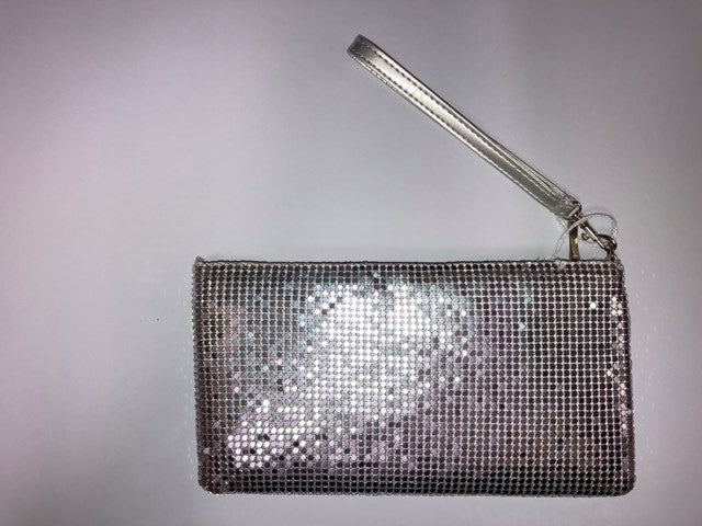 POUCH MESH WITH HANDLE SILVER