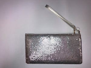 POUCH MESH WITH HANDLE SILVER