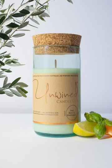 UNWINED CANDLE LIME BASIL & MANDARIN 