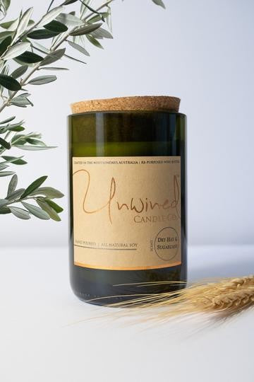 UNWINED CANDLE DRY HAY & SUGARCANE 