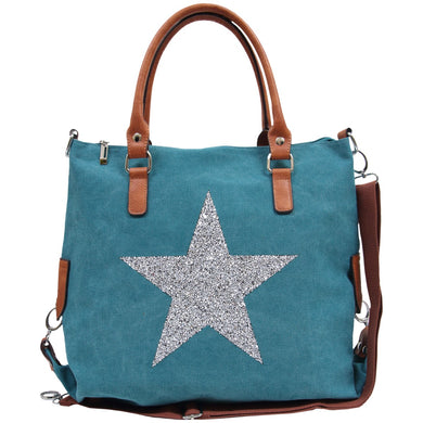 STAR POWER CANVAS BAG TURQOISE