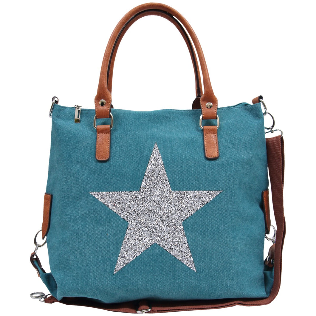 STAR POWER CANVAS BAG TURQOISE