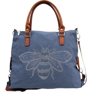 QUEEN BEE WASHED CANVAS TOTE DENIM