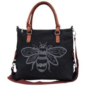 QUEEN BEE WASHED CANVAS TOTE BLACK