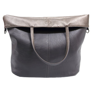 VIRGILIA REVERSABLE TOTE CHARCOAL & PEWTER