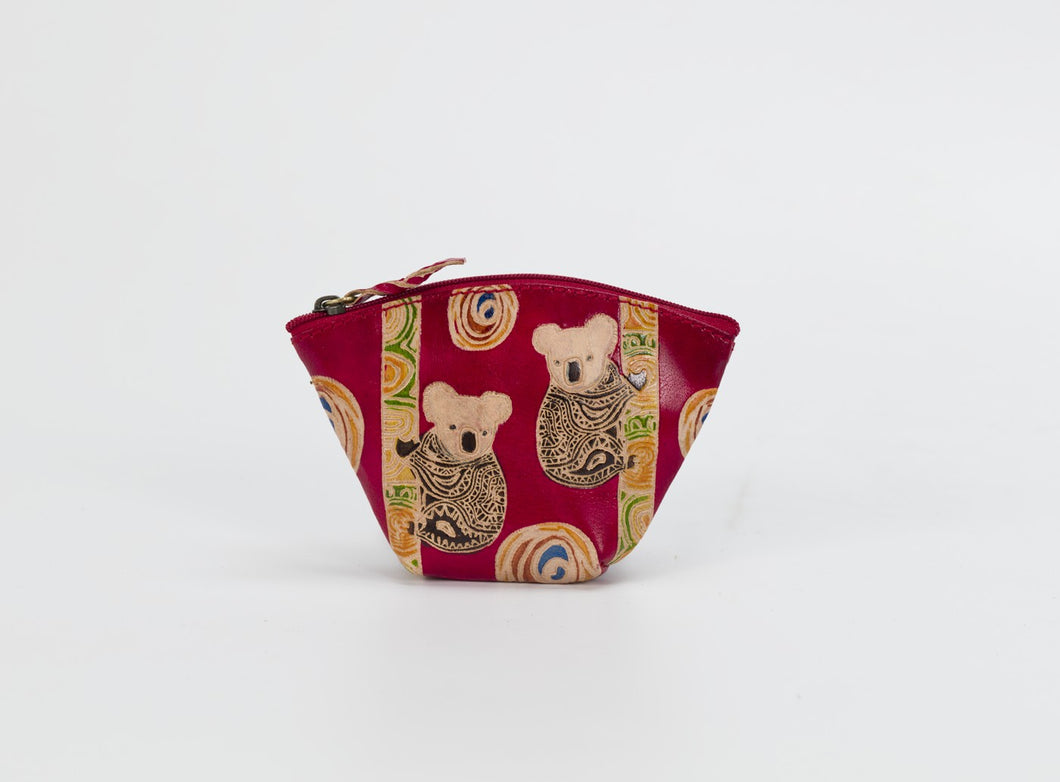 LEATHER COIN PURSE RED KOALA MATES YAKINNO