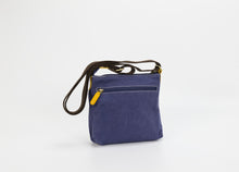 Load image into Gallery viewer, CANVAS LEATHER CROSS BODY BAG YELLOW AROUND THE CAMP FIRE
