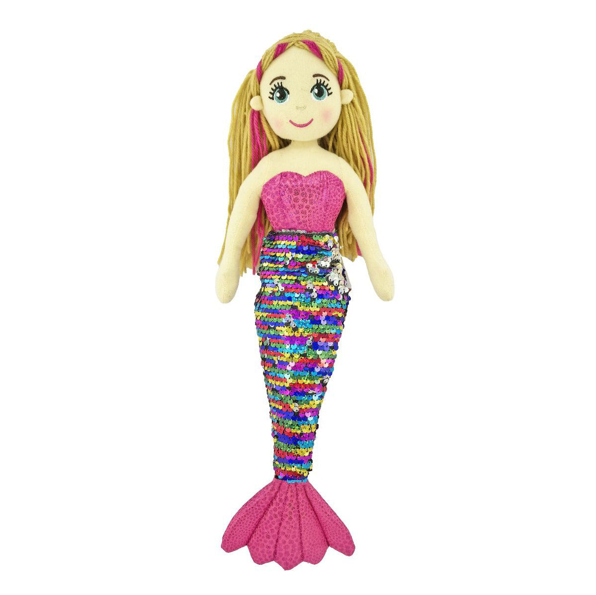 Ava Pink Rainbow Flip Sequin Mermaid Doll 45 cm Soft Plush Toy