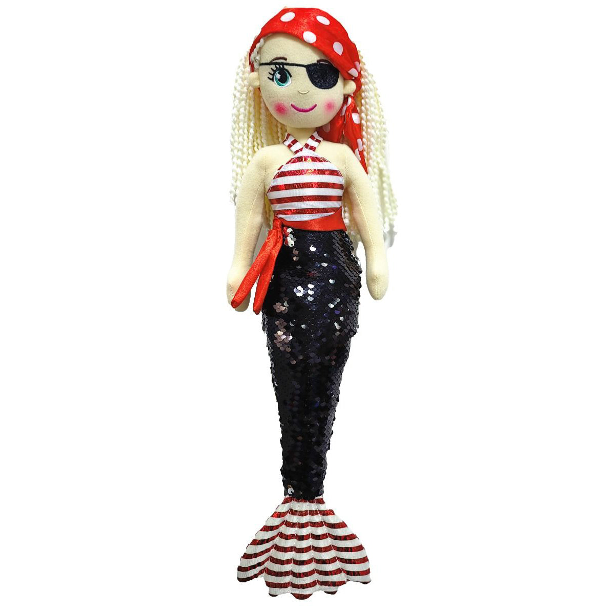 Christine Pirate Red Sequin Mermaid Doll 45 cm Soft Plush Toy