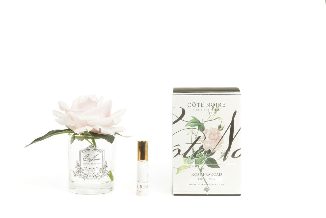 COTE NOIRE PERFUME FRENCH ROSE PINK - CLEAR GLASS