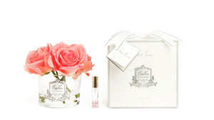 COTE NOIRE PERFUME FIVE WHITE ROSE- CLEAR GLASS SILVER CREST