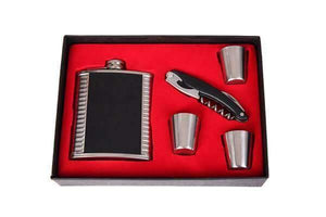 FLASK SET BLK MAD MEN