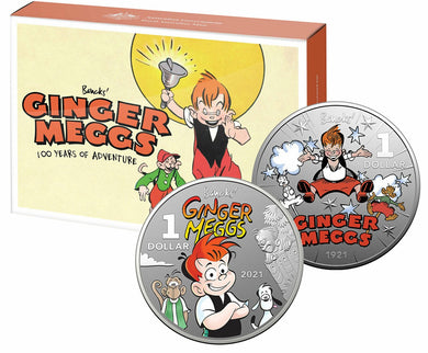 COIN PACK $1 AG 2021 COLOURED 2 COIN SET GINGER MEGS