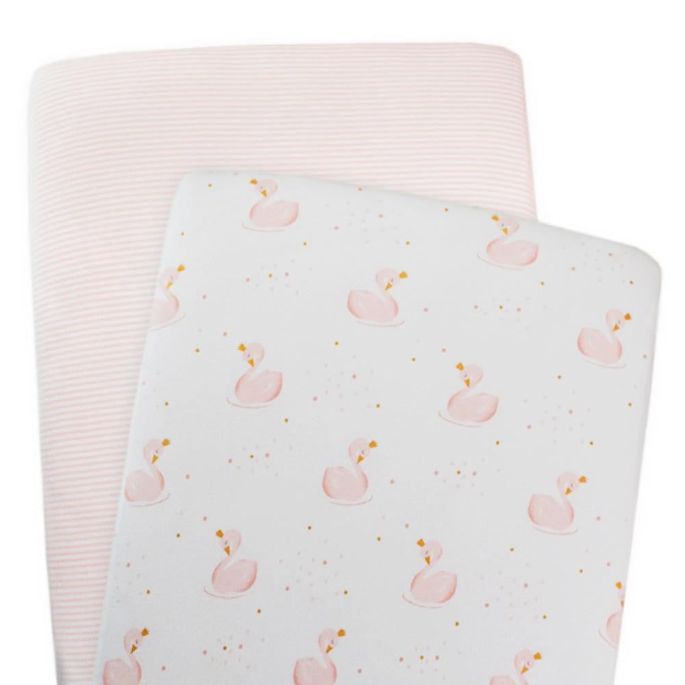 2PK JERSEY WRAP SWAN/PINK STRIPE