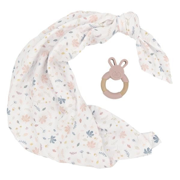 ORGANIC MUSLIN SWADDLE & TEETHER BOTANICAL 