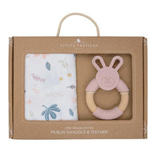 Load image into Gallery viewer, ORGANIC MUSLIN SWADDLE &amp; TEETHER BOTANICAL 
