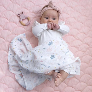 ORGANIC MUSLIN SWADDLE & TEETHER BOTANICAL 