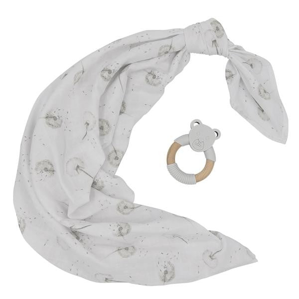 ORGANIC MUSLIN SWADDLE & TEETHER DANDELION