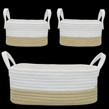 Load image into Gallery viewer, COTTON ROPE 3 PC NURSERY STORAGE SET - WHITE/NATURAL
