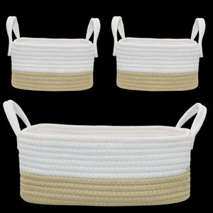 COTTON ROPE 3 PC NURSERY STORAGE SET - WHITE/NATURAL