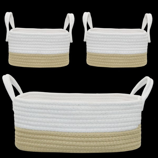 COTTON ROPE 3 PC NURSERY STORAGE SET - WHITE/NATURAL