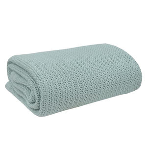 ORGANIC BASSINET/CRADLE CELLULAR BLANKET - SAGE