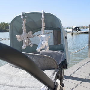 STROLLER TOY 2PK ELEPHANT HIPPO