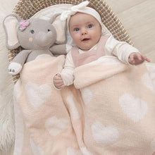 Load image into Gallery viewer, CHENILLE PRAM BLANKET - BLUSH HEARTS
