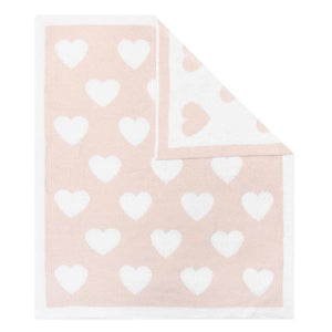 CHENILLE PRAM BLANKET - BLUSH HEARTS