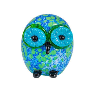 COL MIN GLASS OWL BL/GRN