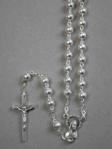SILVER PLATED METAL ROSARY