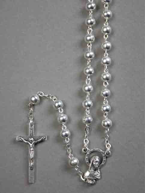 SILVER PLATED METAL ROSARY