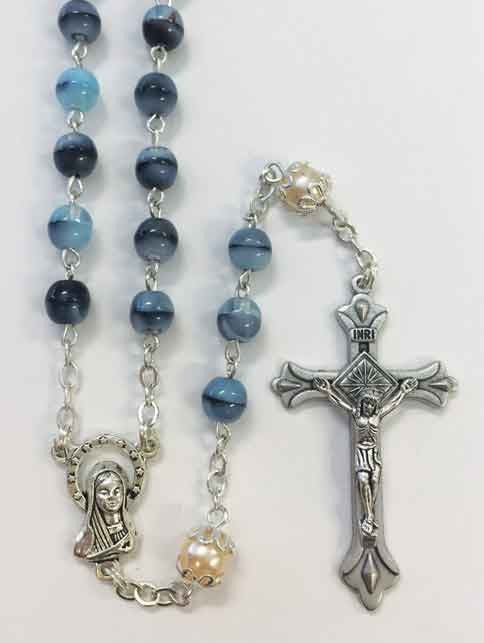 ROSARY BEAD GREY/BLUE