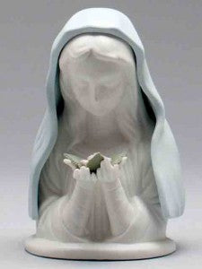 PORCELAIN BLUE MADONNA STATUE 19CM