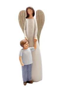 STATUE GUARDIAN ANGEL WITH BOY