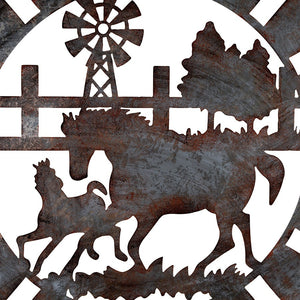 LASER CUT HORSE GALVANISED ROUND