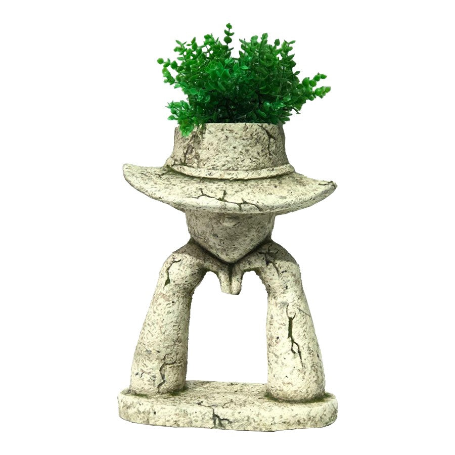 ARTY THINKING w/HAT PLANTER W/HOLE & PLUG 