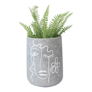 TALL CONTEMPORARY FACES PLANTER W/HOLE & PLUG