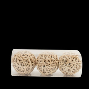 WOVAN CANE DECORATIVE BALL SET 3