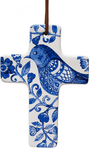 HANGING CROSS BLUE BIRD