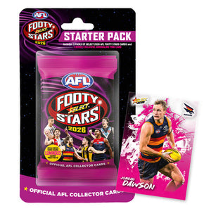 2026 AFL Select Footy Stars Trading Cards Starter Pack 3 Packs + Adrenaline Pink