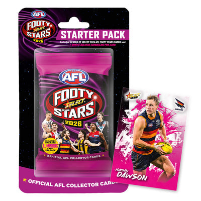 2026 AFL Select Footy Stars Trading Cards Starter Pack 3 Packs + Adrenaline Pink