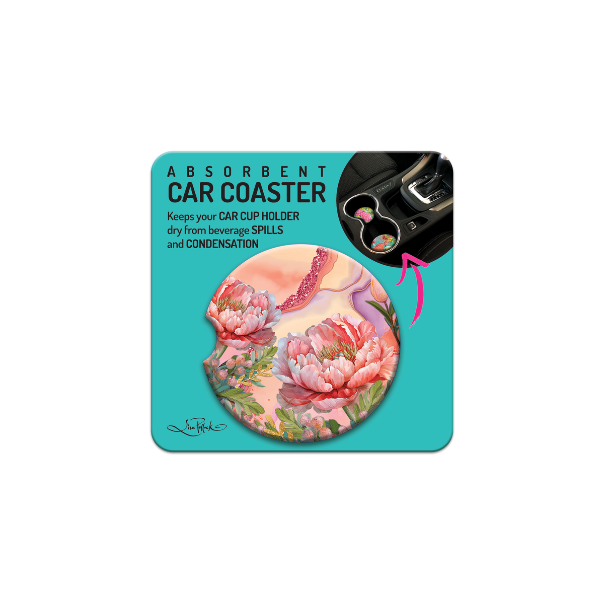 COASTER CAR CERAMIC ABSORBENT LISSA POLLOCK